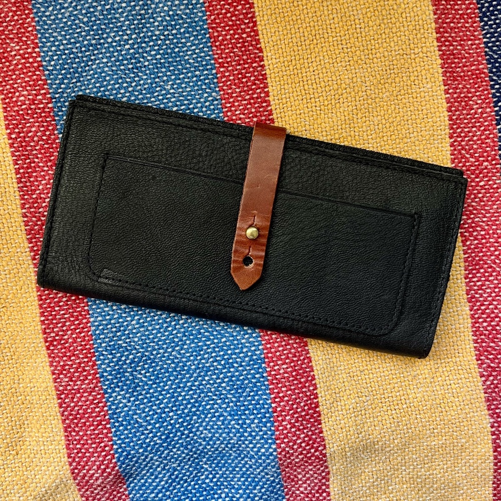 Madewell Black Wallet with Tan Accent